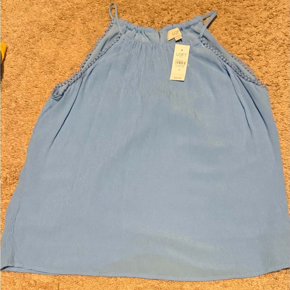 LOFT Blue Sleeveless Relaxed Tank Top